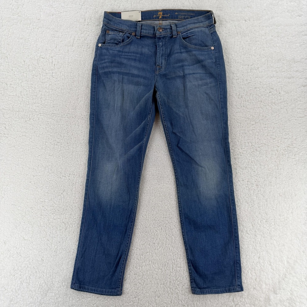 7 For All Mankind Jeans Womens 28 Blue Cropped Relaxed Skinny Girlfriend Denim